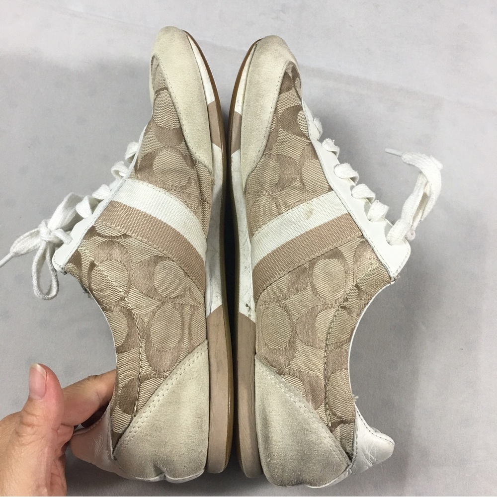 Coach Joss Q293 Beige White Monogram Women’s Tennis Shoes  Sneakers Size 9M Lace - Picture 5 of 9